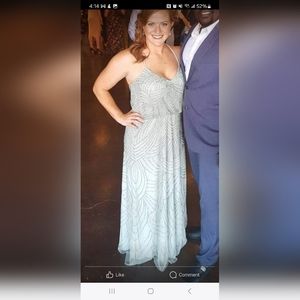 Adrianna Papell Mist Breaded Bridesmaid dress